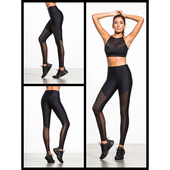 💕ONZIE💕 Fierce Mesh Leggings Striped Pattern NWT - Picture 3 of 8